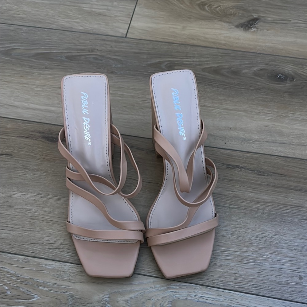 Public Desire Nude Strappy Heels